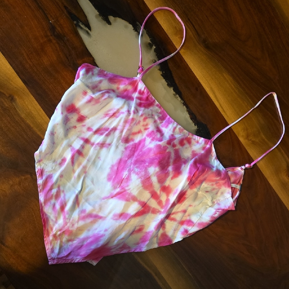 Young Fabulous & Broke Pink and White Tie-Dye Crop Top